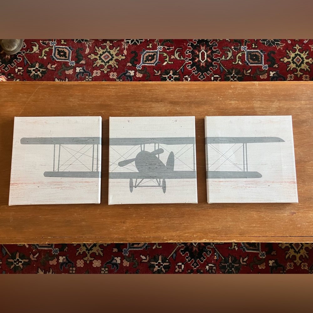 Canvas airplane painting.